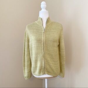 Bryn Walker Zip Front Green Cotton Cardigan - S